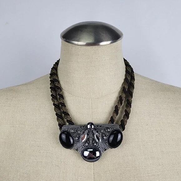 Vintage Metallic Rope Statement Necklace - Picture 1 of 6